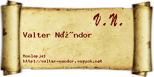Valter Nándor névjegykártya